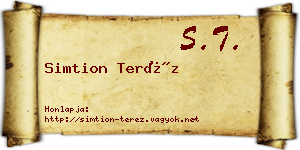 Simtion Teréz névjegykártya
